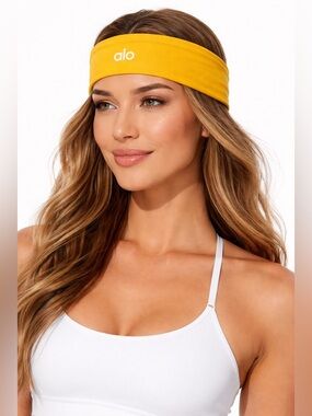 ALO Yoga Bright Yellow Wide Logo Headband